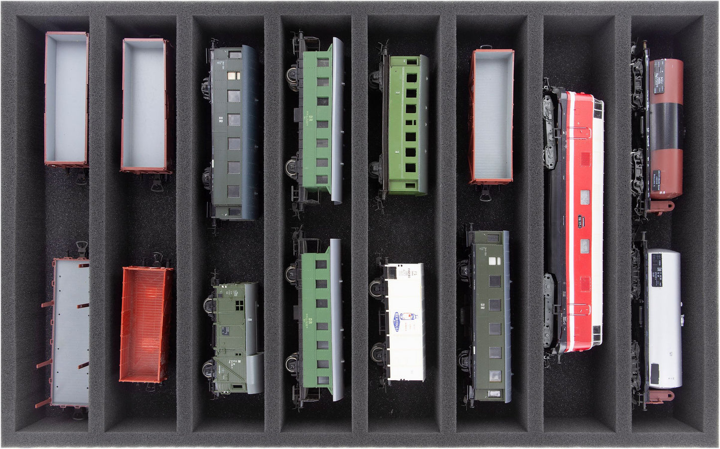 Storage box DSLB075 for model railway - 8 bars for gauge 00 - lying