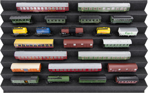 Stackable Eurobox 60 x 40 cm Set with Zugliege for model railway - 7 compartments for TT gauge