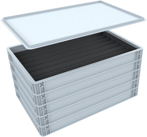 Stackable Eurobox 60 x 40 cm Set with Zugliege for model railway - 7 compartments for TT gauge