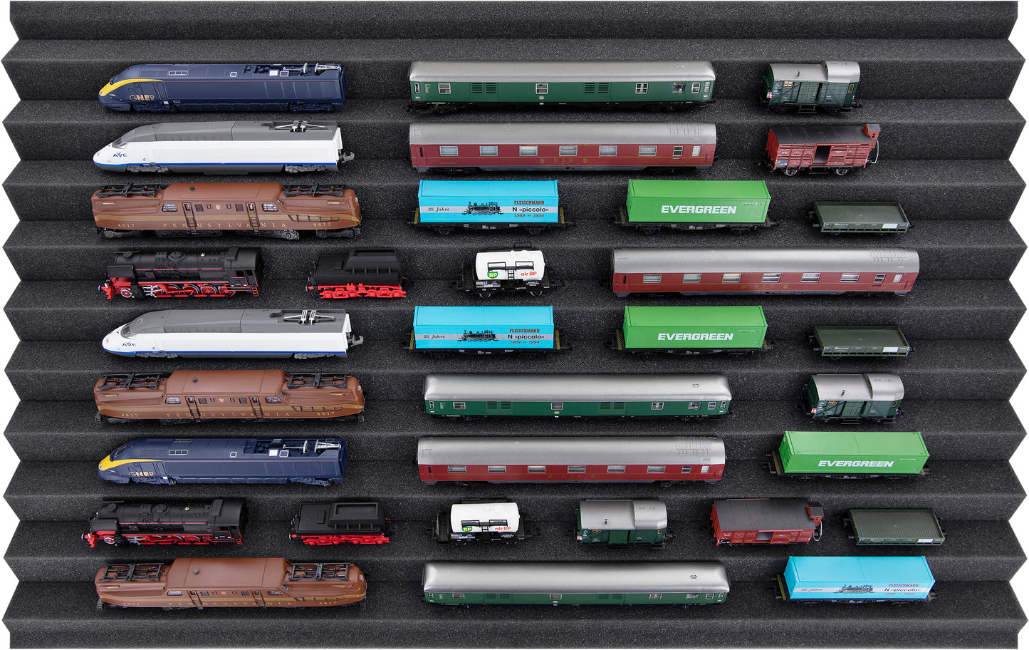 Euro Box with train bed for model railway - 10 compartments for N gauge