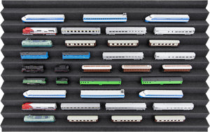 Stapelbare Eurobox 60 x 40 cm mit Zugliege für Modelleisenbahn - 10 Fächer für Spur Z
