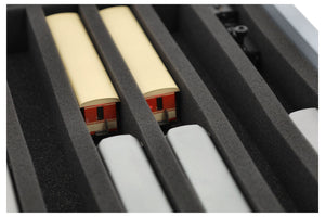 Eurobox 40 x 30 cm Set for model railway - H0e scale - 6 compartments - foam insert for upright storage