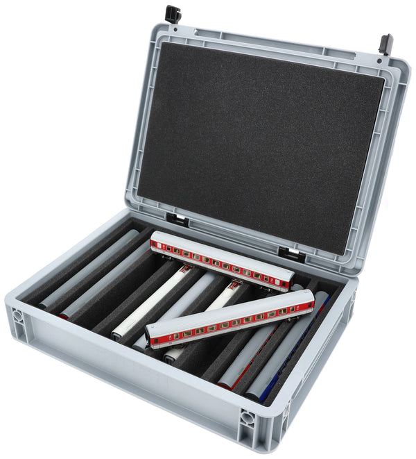 Eurobox 40 x 30 cm Set for model railway - TT scale - 9 compartments - foam insert for upright storage