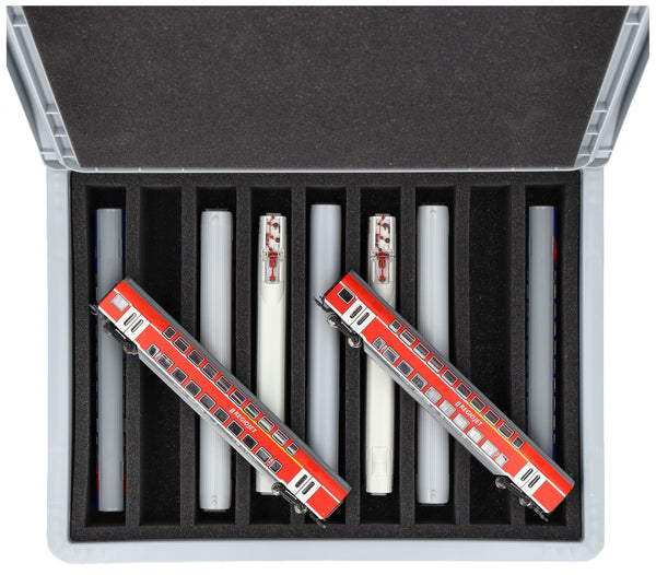Eurobox 40 x 30 cm Set for model railway - TT scale - 9 compartments - foam insert for upright storage