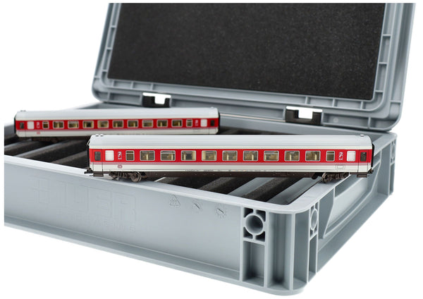 Eurobox 40 x 30 cm Set for model railway - TT scale - 9 compartments - foam insert for upright storage