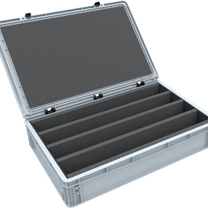 Eurobox 60 x 40 cm Set for model railways - O scale - 4 compartments - Foam insert for upright storage