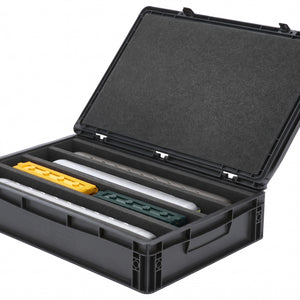Eurobox 60 x 40 cm Set für Modelleisenbahnen - Spur 0 - 4 Fächer - Schaumstoffeinlage zur stehenden Aufbewahrung