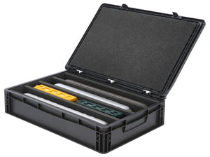 Eurobox 60 x 40 cm Set für Modelleisenbahnen - Spur 0 - 4 Fächer - Schaumstoffeinlage zur stehenden Aufbewahrung
