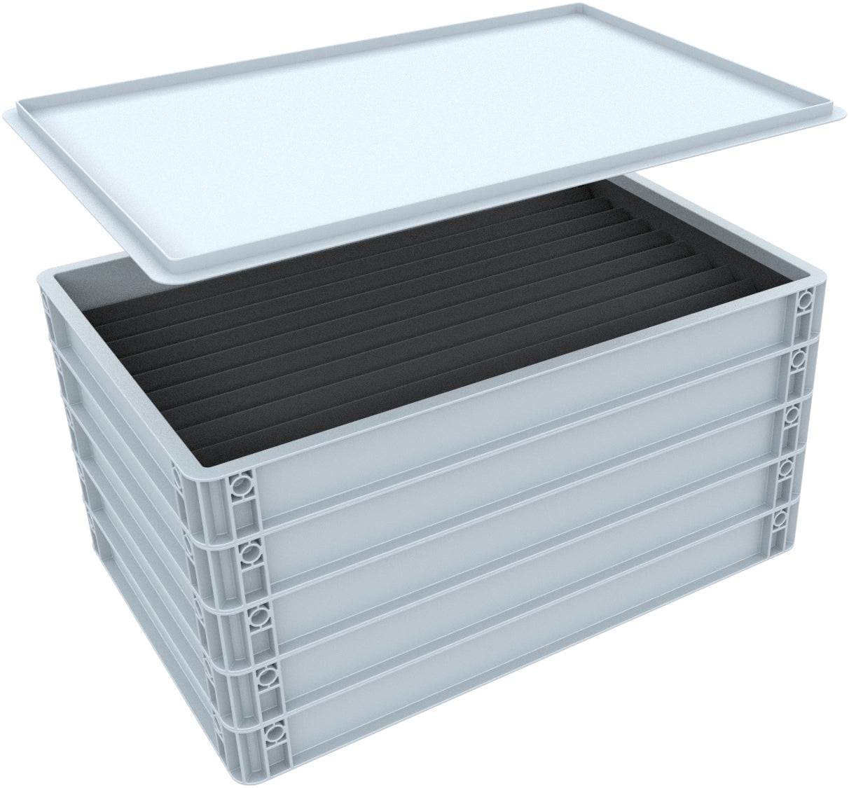 modellbahn aufbewahrung n Stapelbare Eurobox 60 x 40 Set mit Zugliege - 10 Fächer für Spur N
