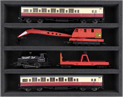 Foam insert gauge H0 - lying - 4 slots for model railway - FS050A005