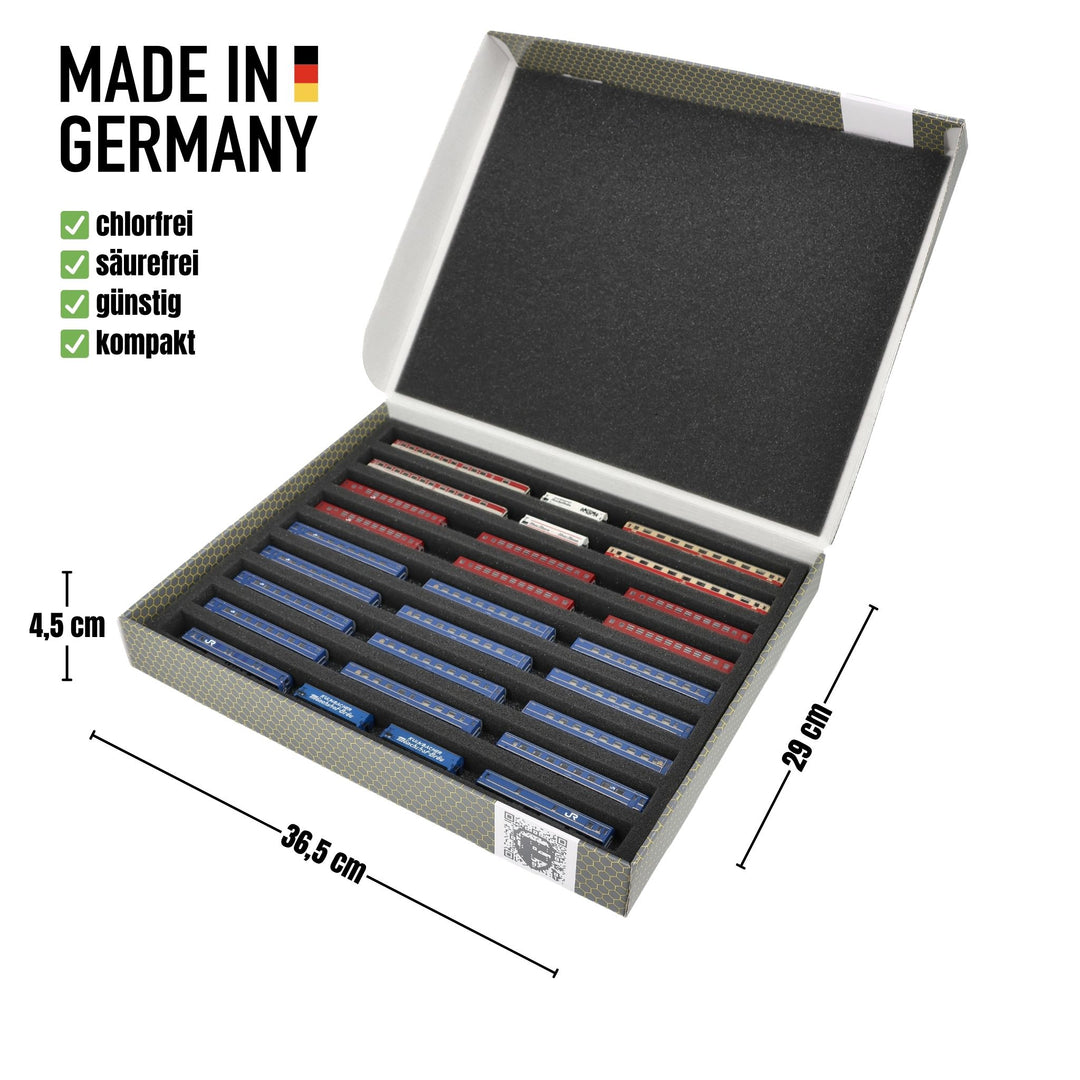 Feldherr Storage Box FSLB040 Compatible avec locomotives Miniatures, Wagons et véhicules couchés - 5 emplacements Compatible avec échelle TT, Amount:1 pcs