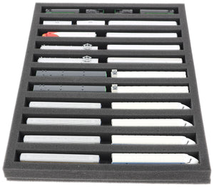 370 mm x 270 mm x 30 mm Schaumstoffeinlage für Modelleisenbahn - Spur Z - 11 Fächer - für liegende Aufbewahrung - IU030A001