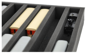 Foam insert for model railway - H0e scale - 6 compartments - for upright storage - IU050A004