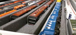 1005 mm x 715 mm x 43 mm Schaumstoffeinlage für Spur H0 - liegend - 10 Fächer für Modelleisenbahn - ZLUHO043B