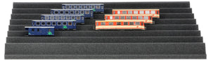 Zugliege - Spur H0e - 7 Fächer für Modelleisenbahn Loks, Waggons und Fahrzeuge - EUMEWEA02