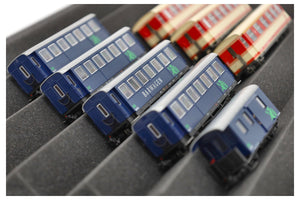 Zugliege - Spur H0e - 7 Fächer für Modelleisenbahn Loks, Waggons und Fahrzeuge - EUMEWEA02