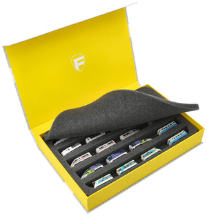 Magnetbox gelb für Z-Shorty Modellbahn - 5 Fächer - Schaumstoffeinlage zur liegenden Aufbewahrung