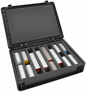 Eurobox 40 x 30 cm Set für Modelleisenbahnen - Spur H0m - 8 Fächer - Schaumstoffeinlage zur stehenden Aufbewahrung