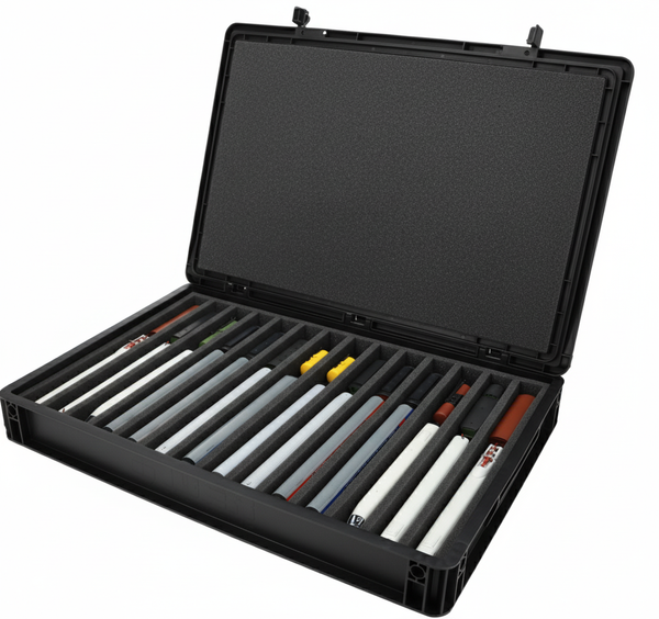 Eurobox 60 x 40 cm Set für Modelleisenbahnen - Spur TT - 14 Fächer - Schaumstoffeinlage zur stehenden Aufbewahrung