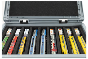 Eurobox 40 x 30 cm Set für Modelleisenbahnen - Spur N - 9 Fächer - Schaumstoffeinlage zur liegenden Aufbewahrung