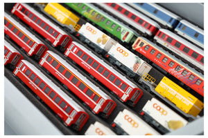 Eurobox 40 x 30 Set mit Zugliege - 7 Fächer für Spur N - für Modelleisenbahnen, Loks und Fahrzeuge