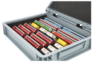 Eurobox 40 x 30 Set mit Zugliege - 7 Fächer für Spur N - für Modelleisenbahnen, Loks und Fahrzeuge