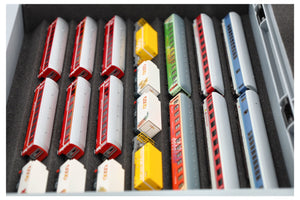Eurobox 40 x 30 Set mit Zugliege - 7 Fächer für Spur N - für Modelleisenbahnen, Loks und Fahrzeuge
