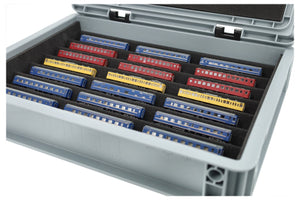 Eurobox 40 x 30 Set mit Zugliege - 7 Fächer für Spur Z - für Modelleisenbahnen, Loks und Fahrzeuge