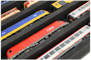 570 mm x 370 mm x 50 mm Schaumstoffeinlage für Modelleisenbahn - Spur H0 - 5 Fächer - für liegende Aufbewahrung - JV050A003