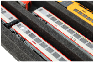 570 mm x 370 mm x 50 mm Schaumstoffeinlage für Modelleisenbahn - Spur H0 - 5 Fächer - für liegende Aufbewahrung - JV050A003