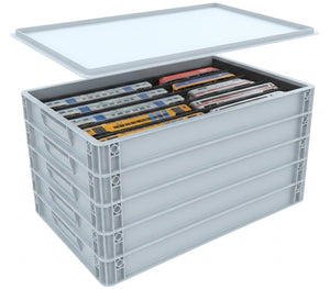 Stapelbare Eurobox 60 x 40 cm mit PanoramaLiege für Modelleisenbahn - 5 Fächer für Spur 00