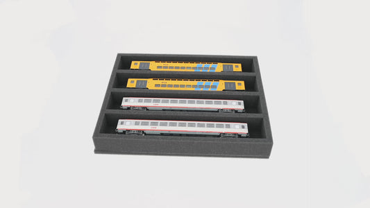 Schaumstoffeinlage Spur H0 - liegend - 4 Stege für Modelleisenbahn - FS050A005