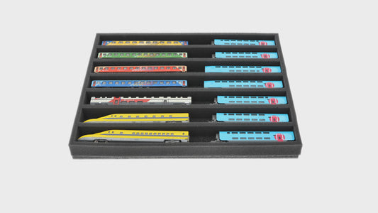 Foam insert N gauge - lying - 7 slots for model railway - FS035A001